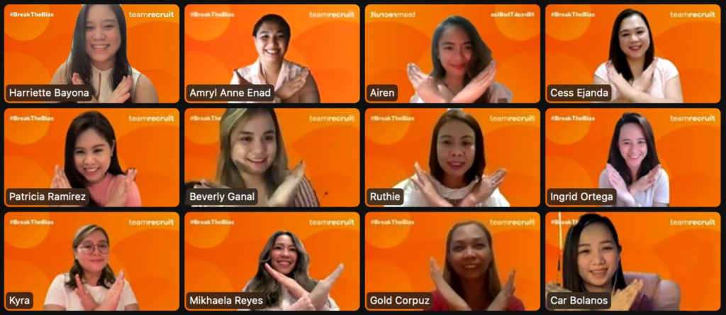 women,female.zoom.teamrecruit,employees,break the bias